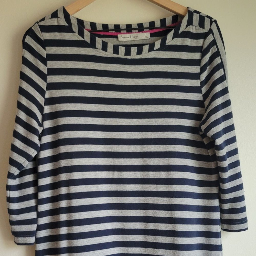 Summer & Sage Stripe Long Sleeve Shirt Dress L